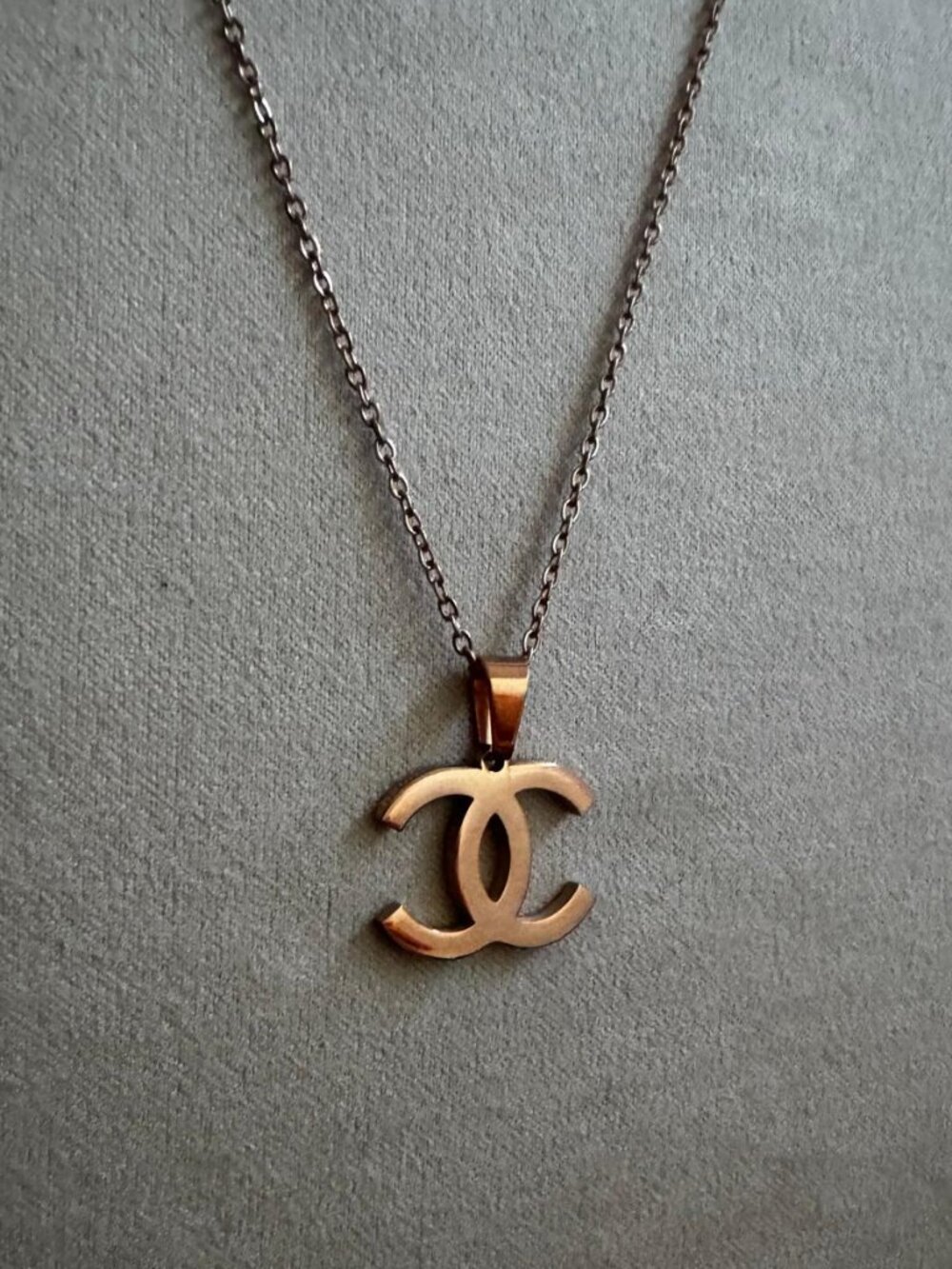 Rose Gold Necklace - Vintage C Necklace - Rose Gold Dainty Chain - 20" Chain Y2K